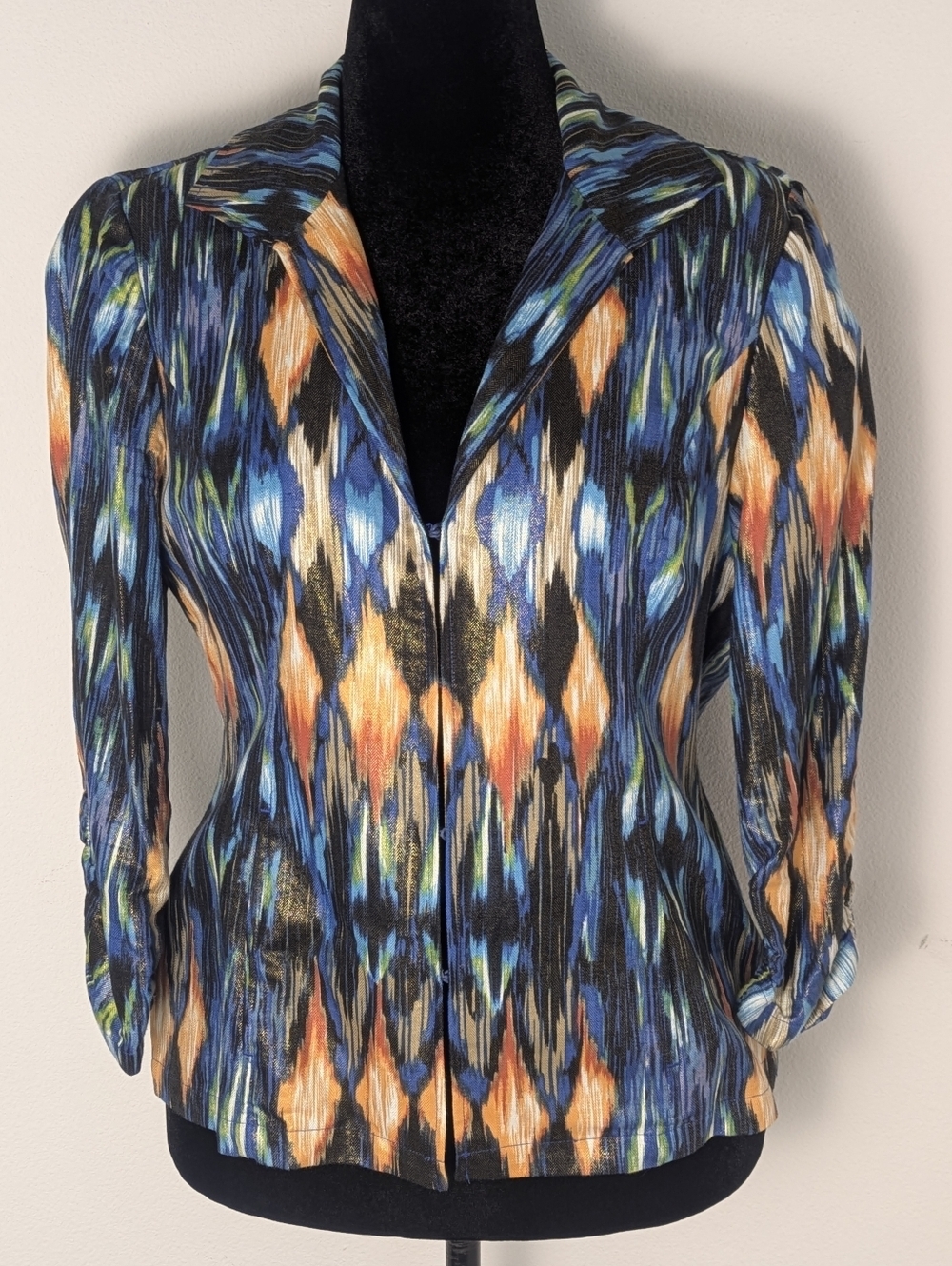 Chico's Women's Linen Blend 3/4 Sleeve Lightweight Jacket Colorful Chic SZ M EUC